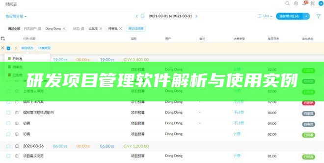研发项目管理软件解析与使用实例