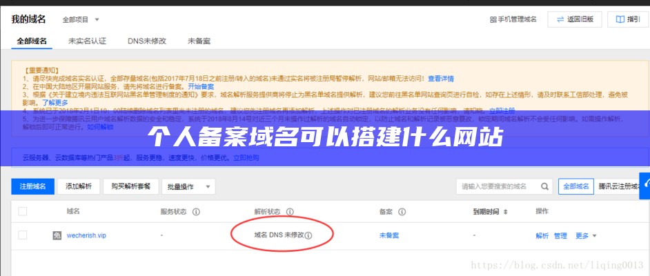 个人备案域名可以搭建什么网站