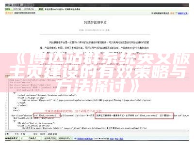 博达站群系统英文版主页建设的有效策略与方法探讨