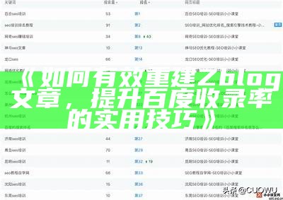 如何有效重建Zblog文章，提升百度收录率的实用技巧