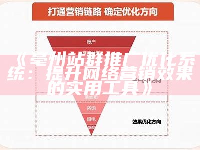 亳州站群推广优化系统：提升网络营销影响的实用工具