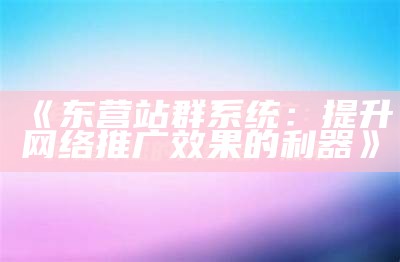 东营站群系统：提升网络推广后果的利器