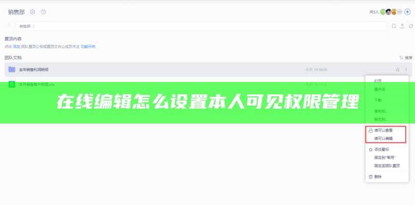 在线编辑怎么设置本人可见权限管理