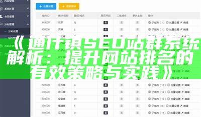 通什镇SEO站群系统解析：提升网站排名的有效策略与实践