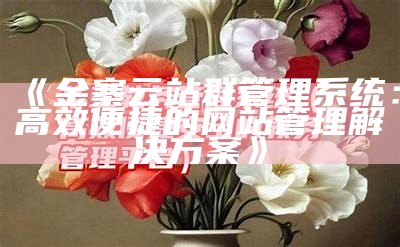 金寨云站群管理系统：高效便捷的网站管理对策