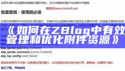 详解ZBlog接口插件的安装与使用技巧，提升网站功能性