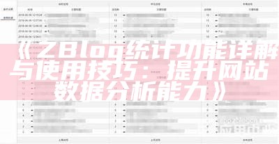 ZBlog 统计功能详解与使用技巧：提升网站统计研究能力