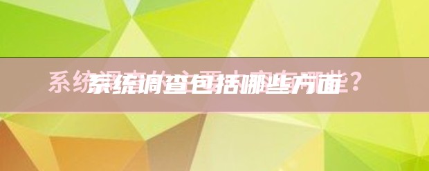 系统调查包括哪些方面