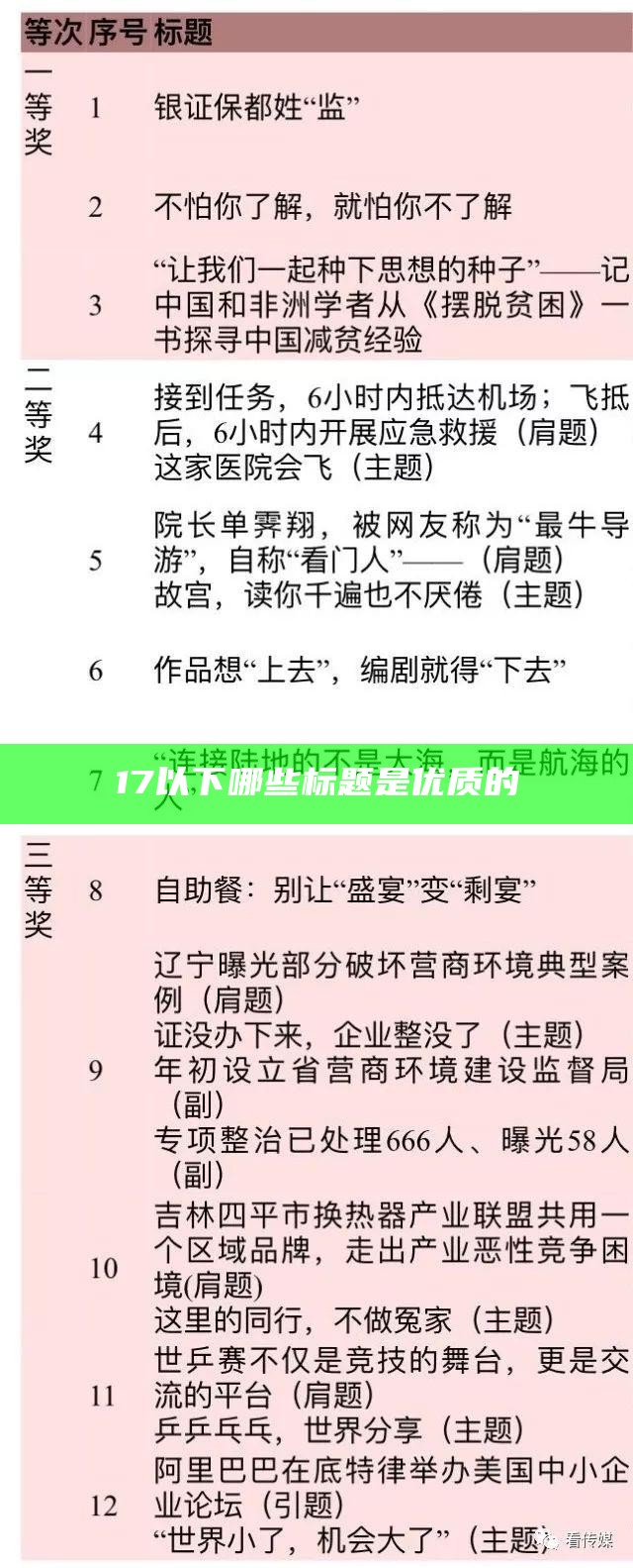 17以下哪些标题是优质的