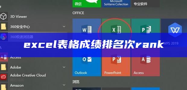 excel表格成绩排名次rank