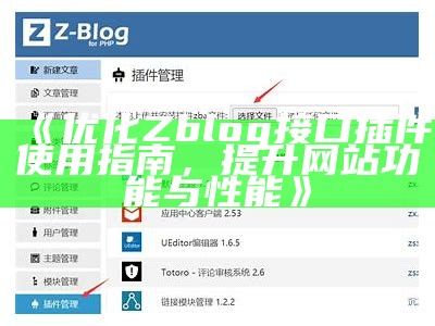 优化Zblog接口插件使用指南，提升网站功能与性能