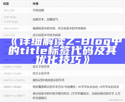 详解Z-Blog中title标签的使用技巧与注意事项