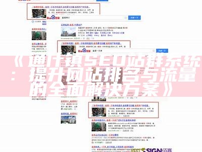 通什镇SEO站群系统：提升网站排名与流量的彻底处理方式方式