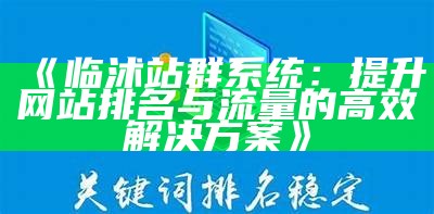 临沭站群系统：提升网站排名与流量的高效对策