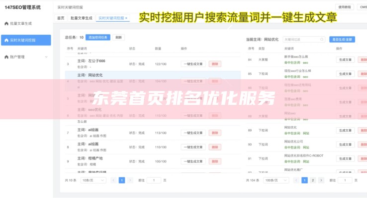 东莞首页排名优化服务