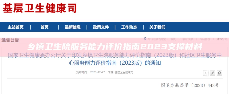 乡镇卫生院服务能力评价指南2023支撑材料