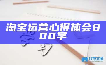 淘宝运营心得体会800字