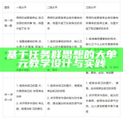 基于任务群思想的大单元教学设计与实践