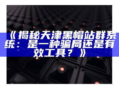 揭秘天津黑帽站群系统：是一种骗局还是有效工具？