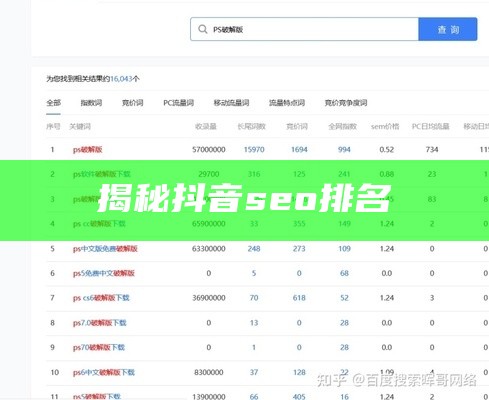 揭秘抖音seo排名