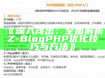 深入浅出：广泛解析Z-BlogPHP优化技巧与方法