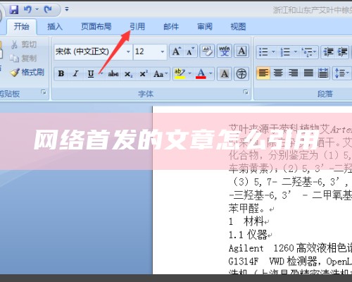 网络首发的文章怎么引用