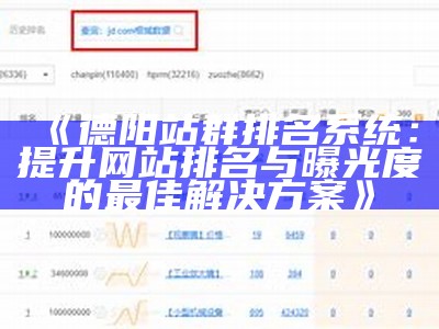 德阳站群排名系统：提升网站排名与曝光度的最佳方法