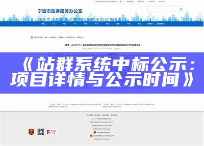 站群系统中标公示：项目详情与公示时间