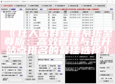 狂人站群管理系统至尊版：高效管理与提升站点排名的最佳选择