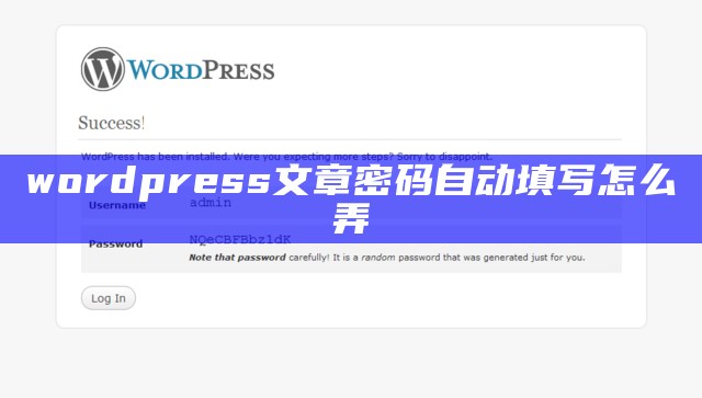 wordpress文章密码自动填写怎么弄