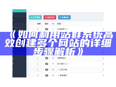 如何利用站群系统高效创建多个网站的详细步骤解析