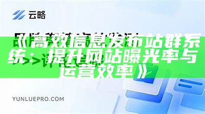 高效信息发布站群系统：提升网站曝光率与运营效率