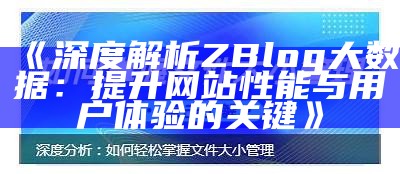 深度解析ZBlog大资料：提升网站性能与用户体验的关键