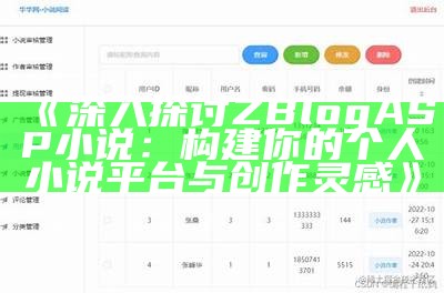 深入探讨ZBlogASP小说：构建你的个人小说平台与创作灵感