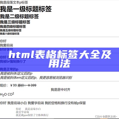 html标签大全及用法图解