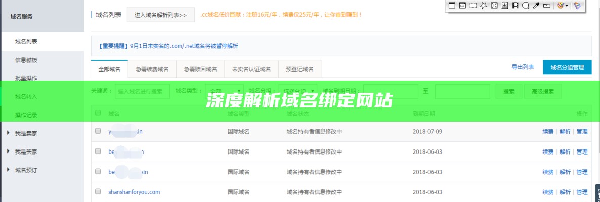 深度解析域名绑定网站