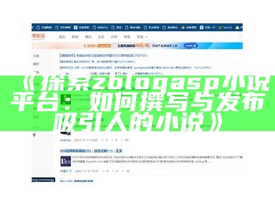 探索zblogasp小说平台：如何撰写与发布吸引人的小说