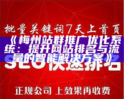 梅州站群推广优化系统：提升网站排名与流量的智能对策