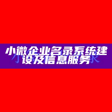 小微企业名录系统建设及信息服务