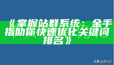 高效地域词站群系统：提升网站排名与流量的利器