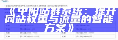 中阳站群系统：提升网站权重与流量的智能方案