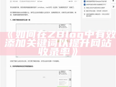 广泛解析ZBlog大资料实践与优化策略，提升网站流量