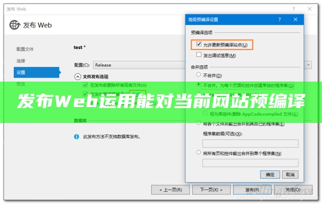 发布Web运用能对当前网站预编译