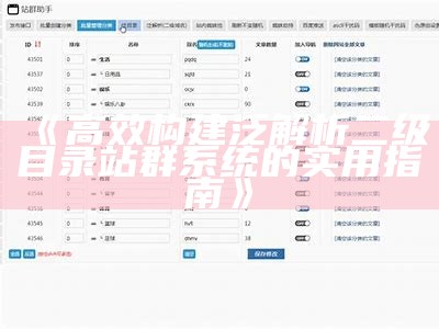 高效构建泛解析二级目录站群系统的实用指南