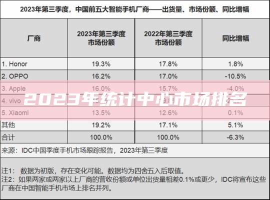 2023年统计中心市场排名