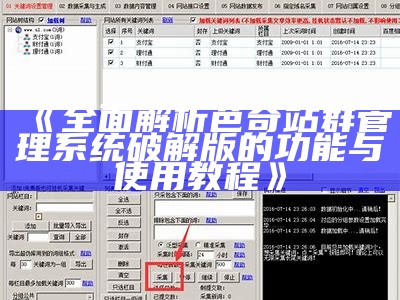 彻底解析芭奇站群管理系统破解版的功能与使用教程