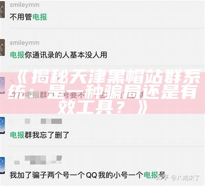 揭秘天津黑帽站群系统：是一种骗局还是有效工具？