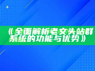 广泛解析老文头站群系统的功能与优势